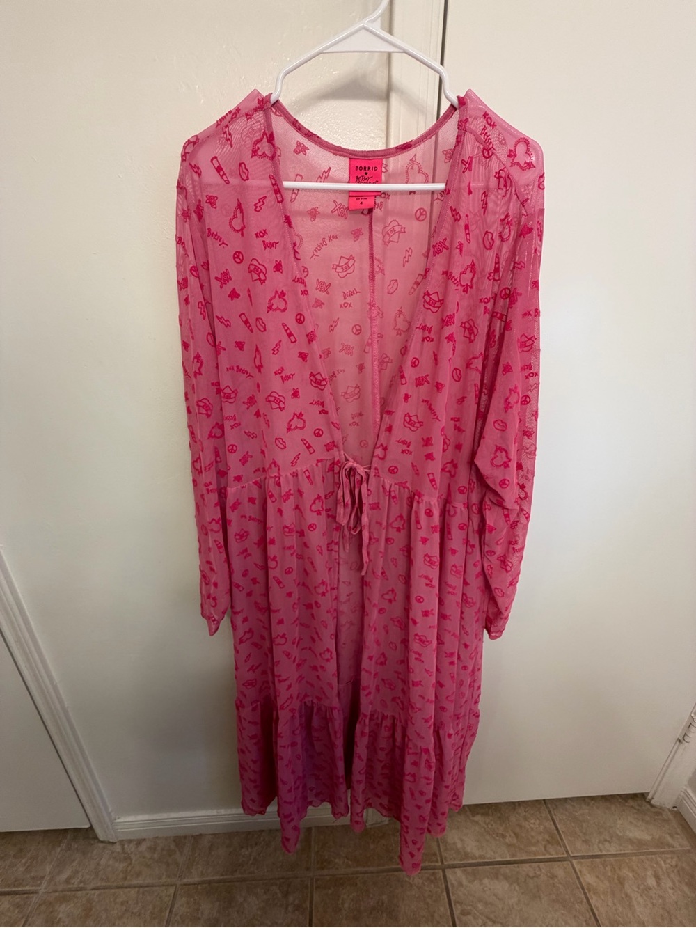 torrid x Betsey Johnson Mesh Kimono Tie Front Sheer Size 4 - Picture 5 of 16
